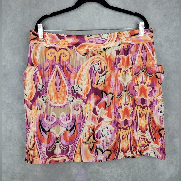 CHICO'S Skort Paisley Print Active Athleisure Golf Tennis Multicolor Size 14 - Picture 2 of 10